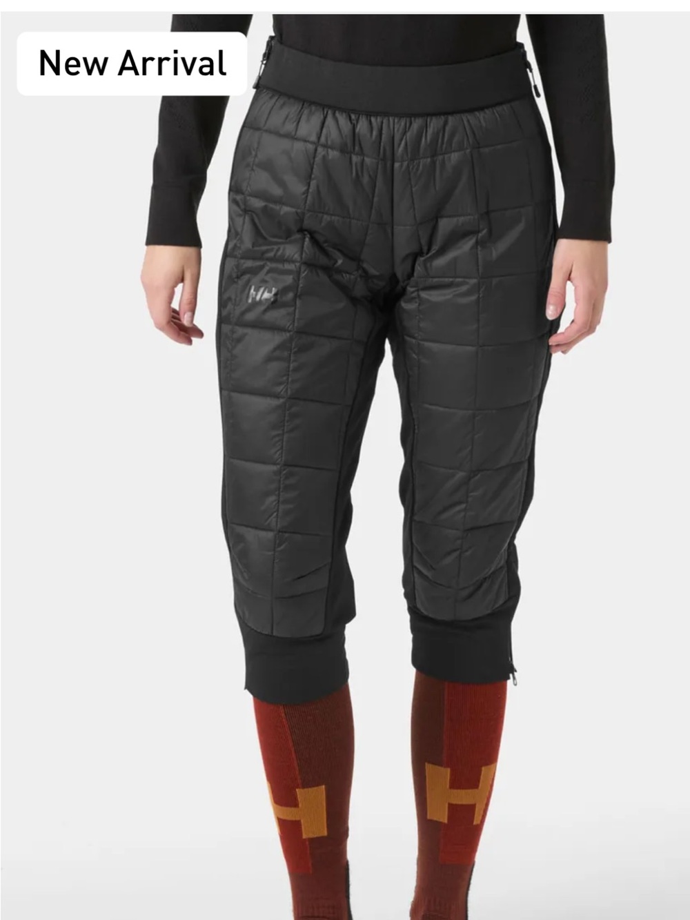 Helly Hansen Black Quilted Cropped Capris with Elastic Waist